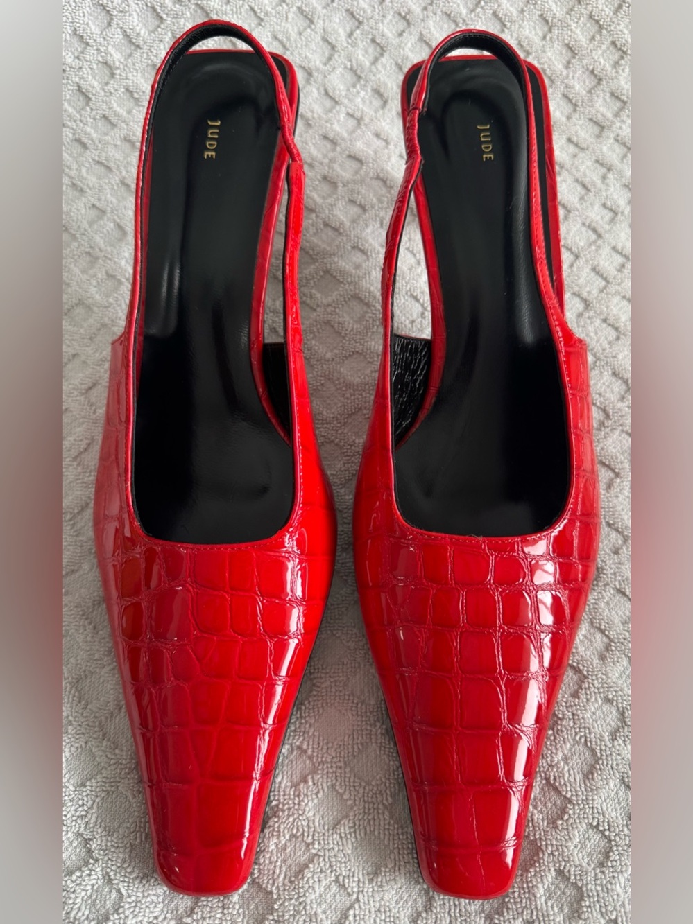 Jude 65mm Iris Slingback Pumps in Red Patent Leather Croc Embossed Size 41 US 11 - Picture 11 of 15